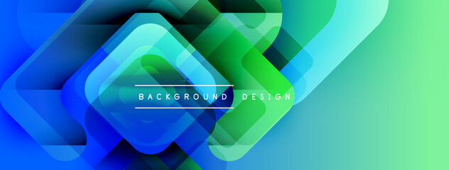 Fototapete - Abstract geometric shapes, vibrant bluegreen gradients. Modern design elements create dynamic visual texture. Background suggests technology, innovation.