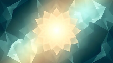 Poster - Geometric kaleidoscope graphic with a bright, central focal point