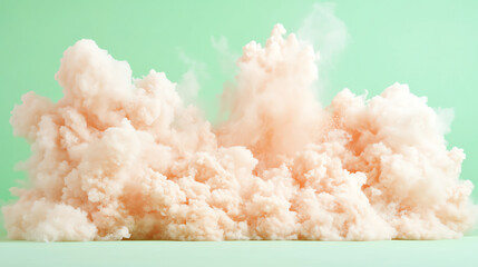 Poster - A captivating cloud of pastel-colored smoke billows against a calming mint green backdrop, perfect for creative projects and designs.