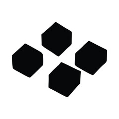 Poster - Four black geometric cube shapes arranged diagonally on a white background cubes