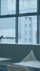 Poster - Animation of financial data processing over asian businesswoman in office