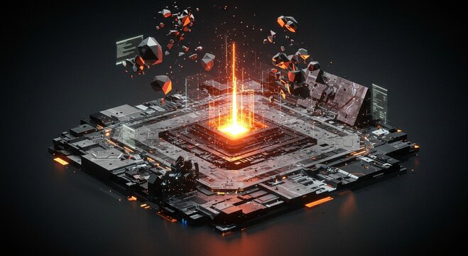 Abstract glowing processor graphic design