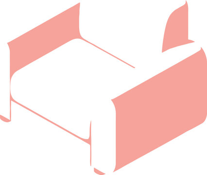 Isometric illustration of a light pink armchair on a white background