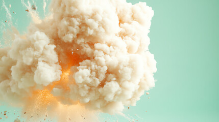 Poster - A dramatic explosion capturing billowing clouds of smoke and vibrant bursts of color against a soft background.