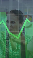 Poster - Animation of financial data processing over group of diverse business people