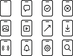 Fototapete - Sleek Smartphone Outline Icon on Transparent Background for Modern Mobile App and UI Design Projects