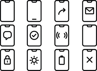 Poster - Sleek Smartphone Outline Icon on Transparent Background for Modern UI Design and Mobile App Development