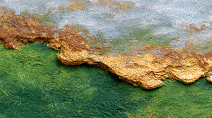 Poster - An abstract close-up of textured colors showcasing gold and green, ideal for modern design projects or artistic inspiration.