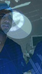 Poster - Animation of financial data processing over two diverse doctors