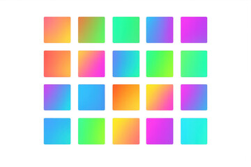Poster - Set of colorful gradient squares creating a vibrant palette, perfect for design projects on transparent background