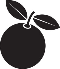 Poster - A Captivating Silhouette of a Citrus Fruit with Leaves on a Transparent Backdrop, Evoking Freshness and Simplicity in a Modern, Clean Design for Various Creative Applications