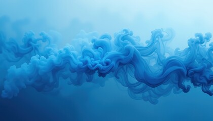 Poster - Soft Light Blue Watercolor Texture Background, Ethereal swirling blue smoke creates an abstract design with soft, flowing shapes against a dark backdrop