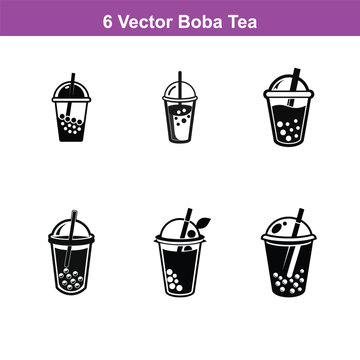 Bubble tea glyph solid icon. Black and white icon series. Perfect pixel isolated on white and black background