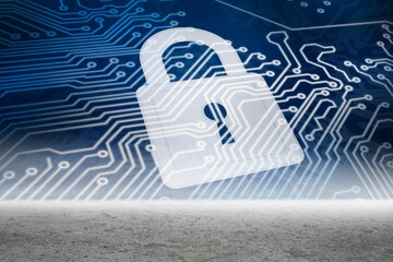 Poster - Security graphic over desert setting
