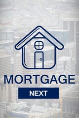 Fototapete - Graphic image of mortgage text and cityscape