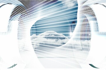 Poster - Abstract white design on blue and white