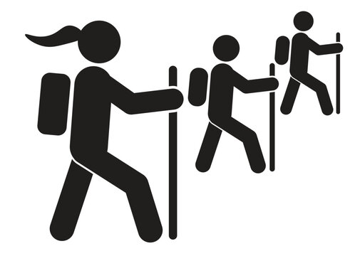 Hiking icon. Walking. Public footpath. Trail. Vector icon isolated on white background