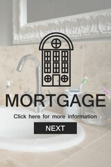 Fototapete - Graphic image of mortgage text and sink