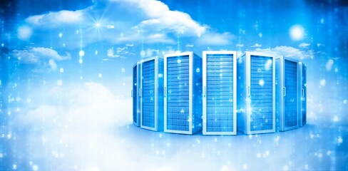Poster - Digital image of blue network server