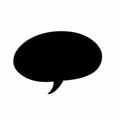 Fototapete - Black speech bubble is floating on white background in flat design, minimalist graphic, copy space