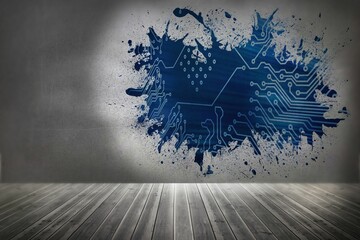 Poster - Splash on wall revealing circuit board