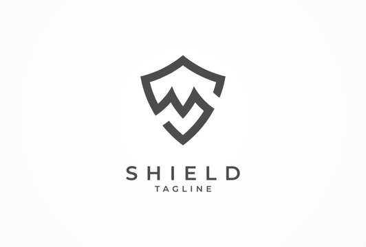 Initial Letter SM Shield Logo, Letter SM with shield combination, vector illustration