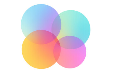 Aufkleber - Four overlapping circles forming a colorful gradient against a transparent background, ideal for modern and vibrant designs
