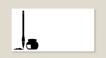 Fototapete - Simple illustration of a brush and inkwell.