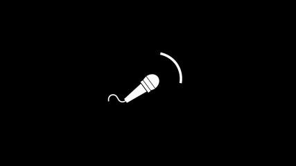 Poster - Microphone icon shows voice recording. Sound waves represent audio input. Animated minimalist microphone with broadcasting waves.