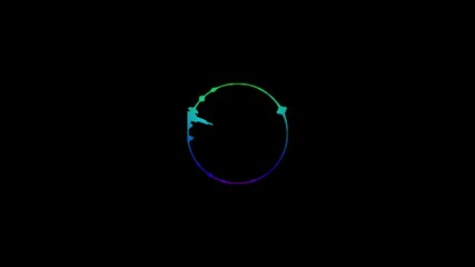 Poster - Abstract animated circular audio spectrum visualizing sound waveforms on black background. Audio waves form dynamic equalizer circle. Spectrum visualization highlights music rhythm.