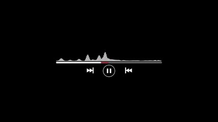 Poster - Music player interface featuring audio waveform and control button. Music waveform shows audio frequency and rhythm. Equalizer sound beats. Media player design features modern interface.