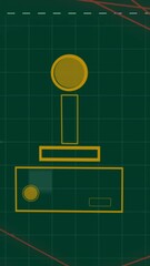 Aufkleber - Animation of game controller over falling squares on grid pattern against green background