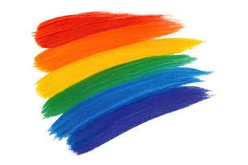 Poster - Vibrant rainbow brush strokes blending dynamically, representing diversity and creative expression on transparent surface