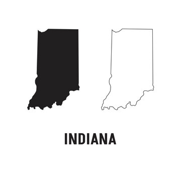 Indiana state silhouette, line style. America illustration, American vector outline isolated on white background