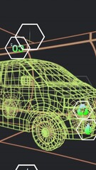 Poster - Animation of multiple digital icons over 3d van model moving in seamless pattern in a tunnel