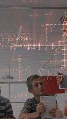 Poster - Animation of mathematical formulas over students and teacher in classroom