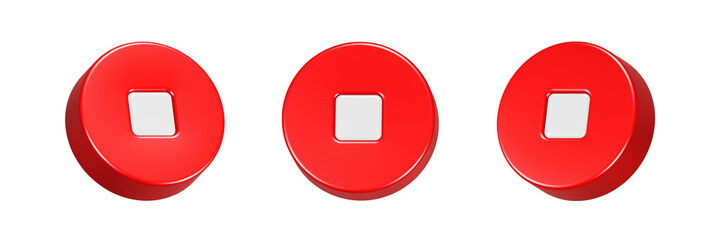 Poster - stop icon button 3d rendering