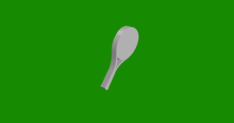 Poster - Isolated realistic white tennis racket symbol front view with shadow. 3d illustration on green chroma key background