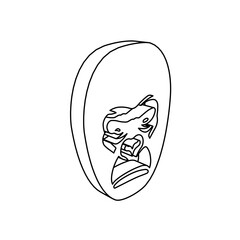 Fototapete - The outline of a large gorilla head is made with black lines. 3D view of the object in perspective. Vector illustration on white background