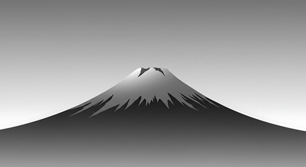 Fototapete - Simple grayscale illustration of a mountain peak.