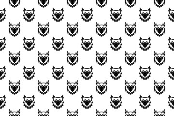 Aufkleber - Seamless pattern completely filled with outlines of owl head symbols. Elements are evenly spaced. Illustration on transparent background