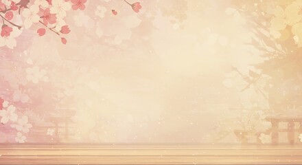 Fototapete - Delicate cherry blossoms and a tranquil scene.