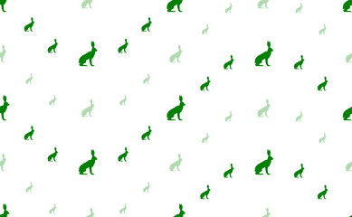 Aufkleber - Seamless pattern of large and small green hare symbols. The elements are arranged in a wavy. Illustration on light green background