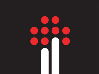 Poster - Minimalist Geometric Rocket Launch with Red Circles and White Stripes