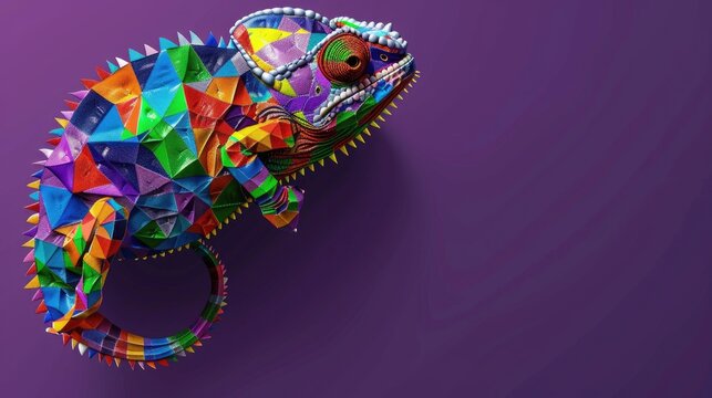 Faceted digital vector of chameleon with shades on a solid background, abstract and cool,