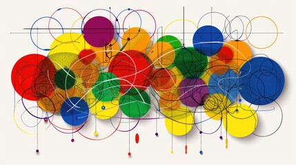 Poster - Clean vector illustration of color theory chart with circles blending primary and secondary colors