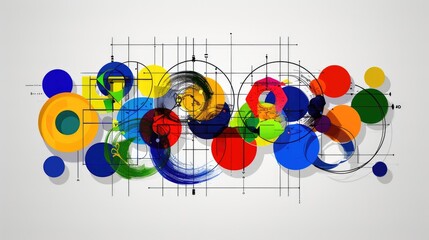 Fototapete - Clean vector illustration of color theory chart with circles blending primary and secondary colors