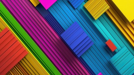 Poster - Abstract design with diagonal gradient stripes covering the full color spectrum, vivid and energetic
