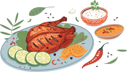 Fototapete - Chicken Tandoori icon vector design, Chicken Tandoori Illustration vector design, Chicken tandoori logo design