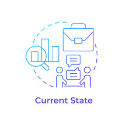 Poster - Current state blue gradient concept icon. Collecting data about present condition. Stage of gap analysis. Round shape line illustration. Abstract idea. Graphic design. Easy to use in blog post
